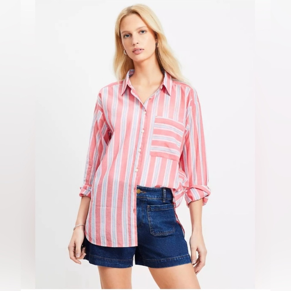 LOFT • Women's Oversized Everyday Pocket Shirt • Size M • NWT
